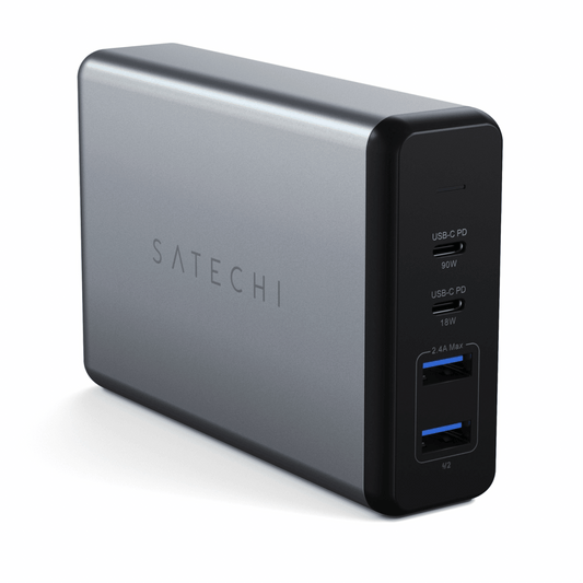 Satechi - 108W 4-Port Ladegerät mit 2x USB-C PD Ladeports (1x 90W / 1x 18W) und 2x USB-A Ports (12W) - Space Gray - Pazzar.ch
