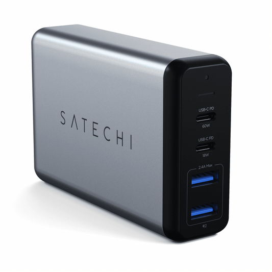 Satechi - 75W 4-Port Ladegerät mit 2x USB-C PD Ladeports (1x 60W / 1x 18W) und 2x USB-A Ports (12W) - Space Gray - Pazzar.ch