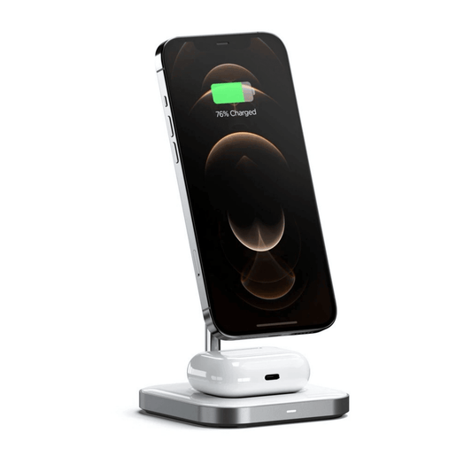 Satechi - Eleganter magnetischer MagSafe Qi Wireless Ladeständer (7.5W) aus Aluminium für iPhone & AirPods - Space Gray - Pazzar.ch