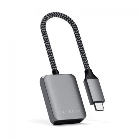 Satechi - (20cm) USB-C auf 3.5mm Aux Audio Adapter und USB-C PD (Power Delivery) - Space Gray - Pazzar.ch