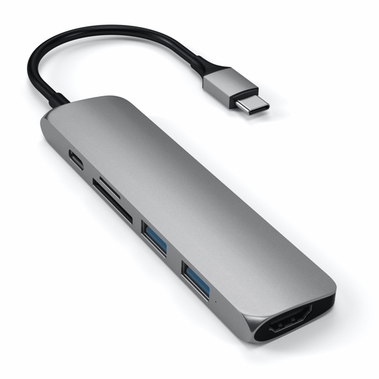 Satechi - USB-C Slim Alu Multiport Hub V2 - Space Gray - Pazzar.ch