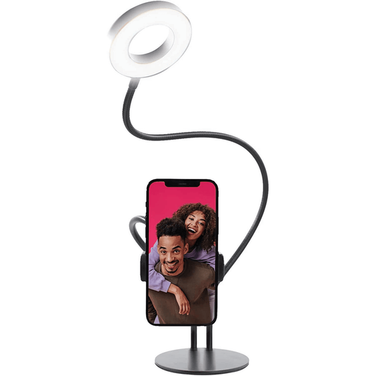 Juice - Smartphone Selfie Ständer mit biegsamen Ringleuchte - Schwarz - Pazzar.ch