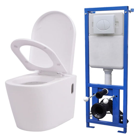 Hänge-Toilette mit Einbau-Spülkasten Keramik Weiß - Pazzar.ch