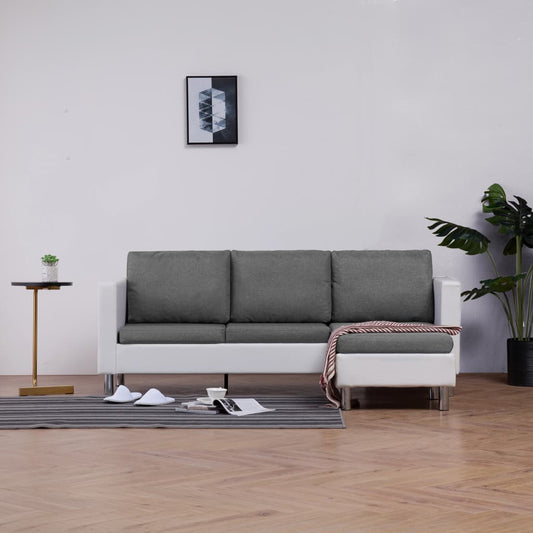 3-Sitzer-Sofa mit Kissen Weiß Kunstleder - Pazzar.ch