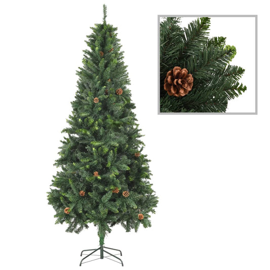 Künstlicher Weihnachtsbaum mit Kiefernzapfen Grün 210 cm - Pazzar.ch