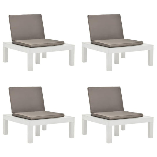Gartenstühle mit Auflagen 4 Stk. Kunststoff Weiß - Pazzar.ch