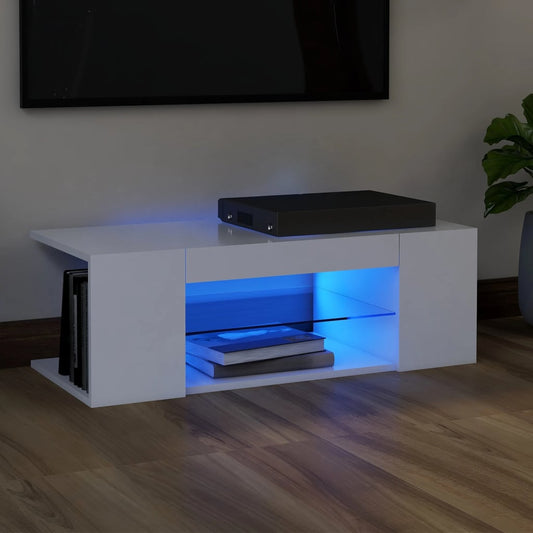 TV-Schrank mit LED-Leuchten Weiß 90x39x30 cm - Pazzar.ch