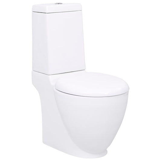 WC Keramik-Toilette Badezimmer Rund Senkrechter Abgang Weiß - Pazzar.ch
