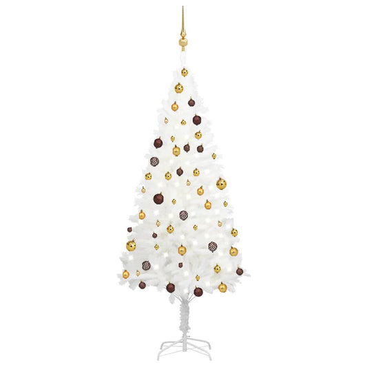 Künstlicher Weihnachtsbaum mit Beleuchtung & Kugeln Weiß 180 cm - Pazzar.ch