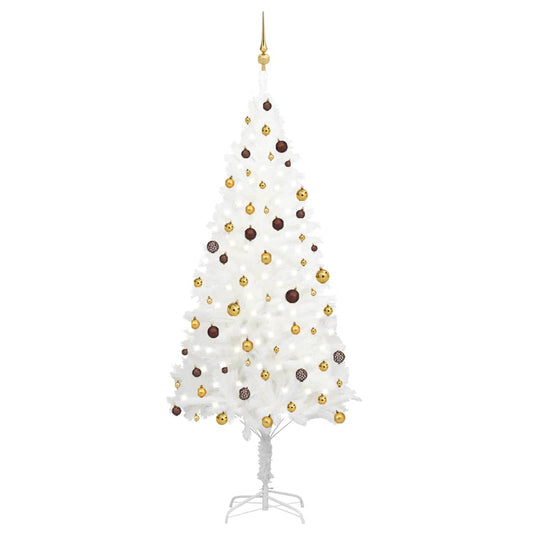 Künstlicher Weihnachtsbaum mit Beleuchtung & Kugeln Weiß 240 cm - Pazzar.ch