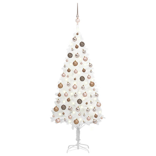 Künstlicher Weihnachtsbaum mit Beleuchtung & Kugeln Weiß 150 cm - Pazzar.ch