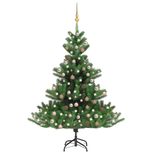 Künstlicher Weihnachtsbaum Nordmann LED & Kugeln Grün 210 cm - Pazzar.ch