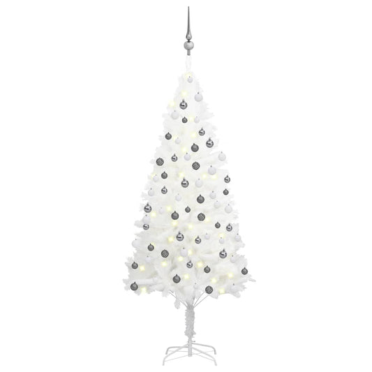 Künstlicher Weihnachtsbaum mit Beleuchtung & Kugeln Weiß 150 cm - Pazzar.ch