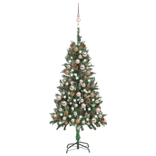 Künstlicher Weihnachtsbaum mit Beleuchtung Kugeln Zapfen 150 cm - Pazzar.ch
