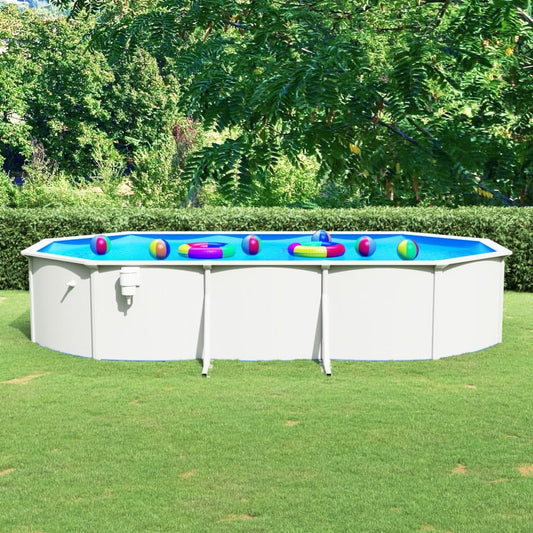 Stahlwand-Pool Oval 610x360x120 cm Weiß - Pazzar.ch