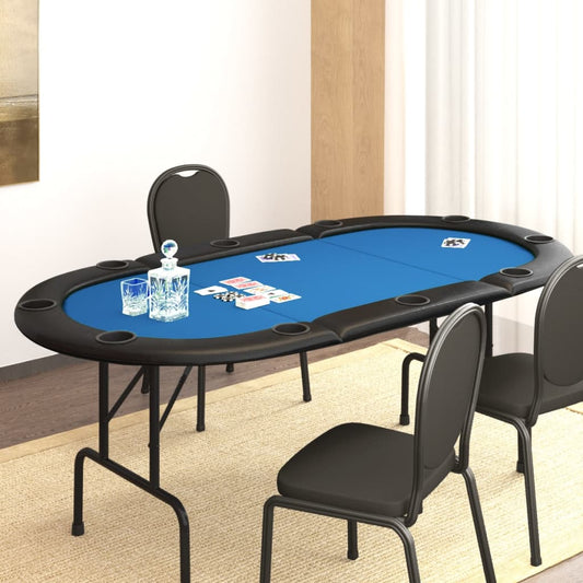 Pokertisch Klappbar 10 Spieler Blau 206x106x75 cm - Pazzar.ch