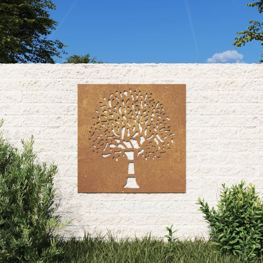 Garten-Wanddeko 55x55 cm Cortenstahl Baum-Design - Pazzar.ch