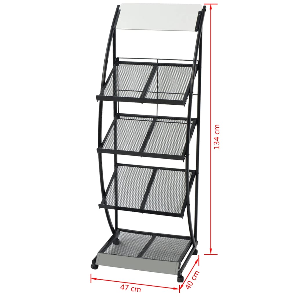 Zeitschriftenständer 47 x 40 x 134 cm Schwarz und Weiß A4 - Pazzar.ch