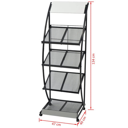 Zeitschriftenständer 47 x 40 x 134 cm Schwarz und Weiß A4 - Pazzar.ch