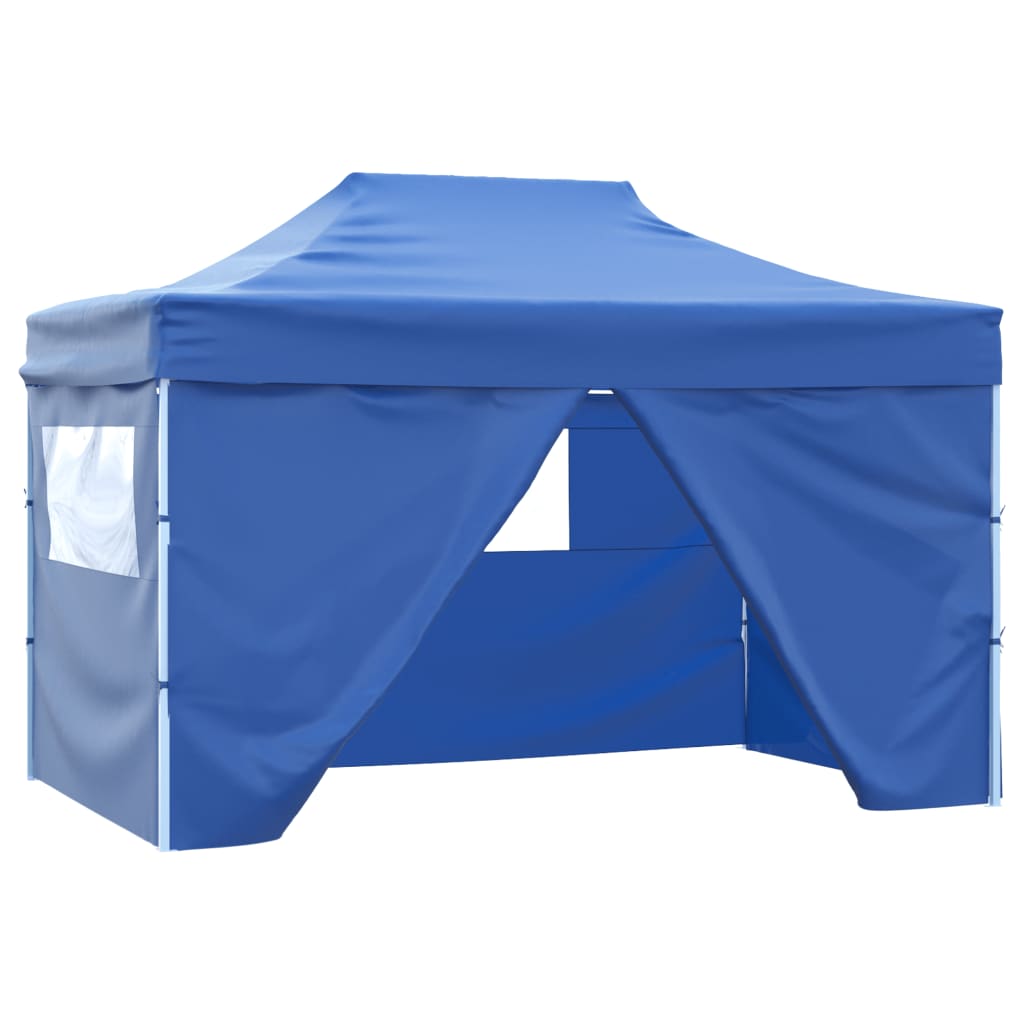 Faltzelt Pop-Up mit 4 Seitenteilen 3x4,5 m Blau - Pazzar.ch