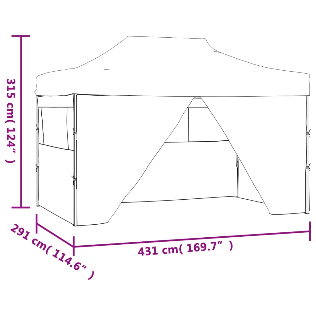 Faltzelt Pop-Up mit 4 Seitenteilen 3x4,5 m Blau - Pazzar.ch