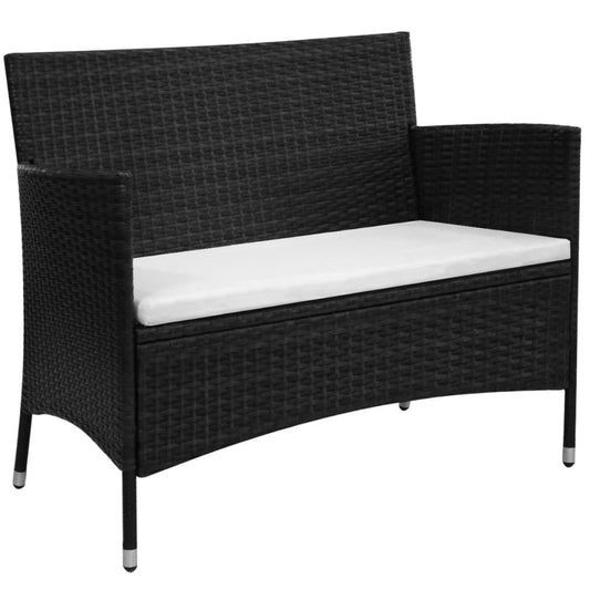 Gartenbank 90 cm Poly Rattan Schwarz - Pazzar.ch