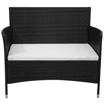 Gartenbank 90 cm Poly Rattan Schwarz - Pazzar.ch