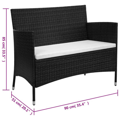 Gartenbank 90 cm Poly Rattan Schwarz - Pazzar.ch