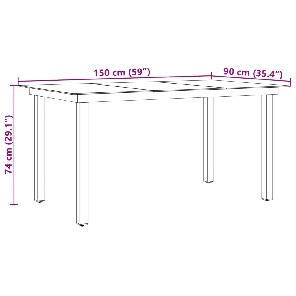 Gartentisch Schwarz 150x90x74 cm Aluminium und Glas - Pazzar.ch