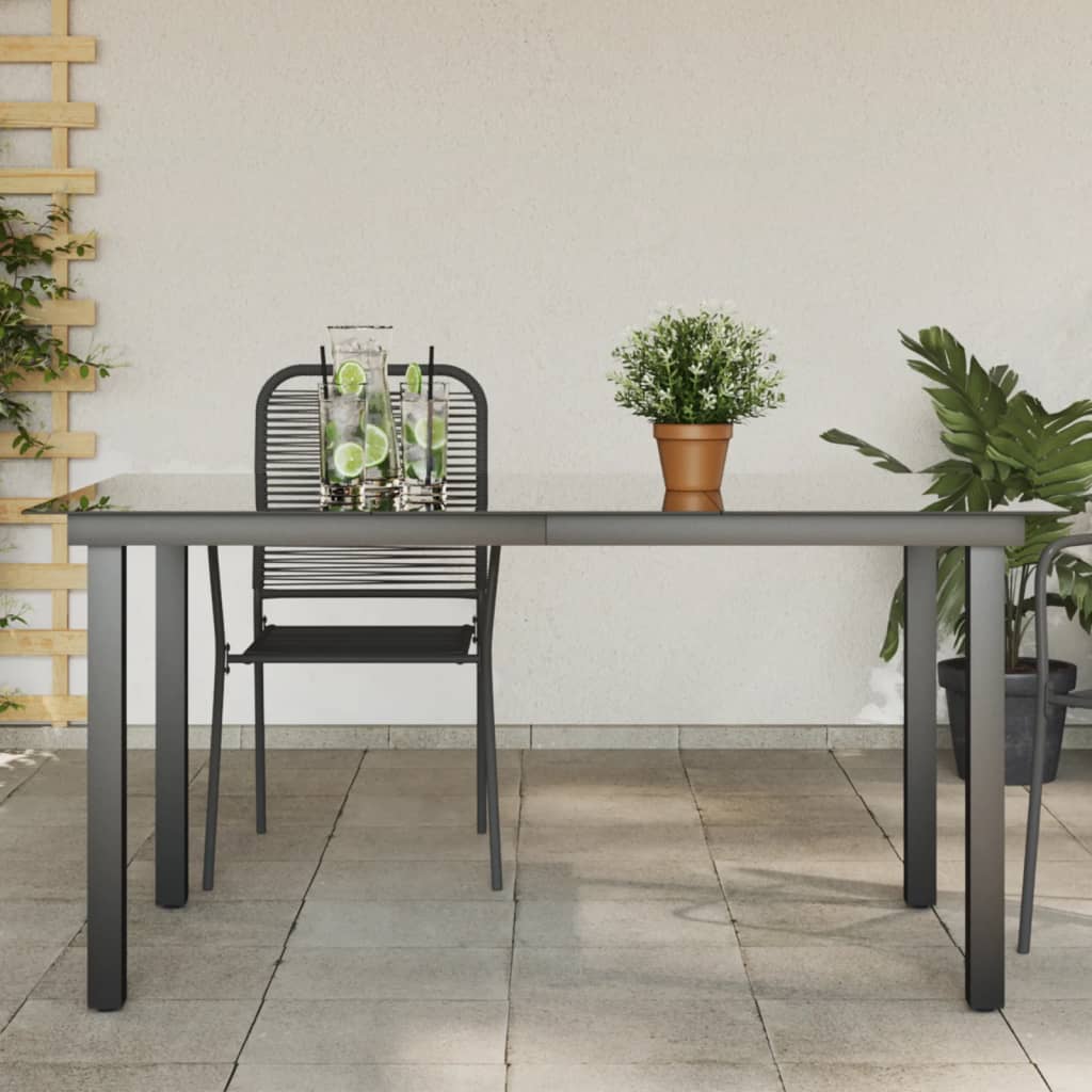 Gartentisch Schwarz 150x90x74 cm Aluminium und Glas
