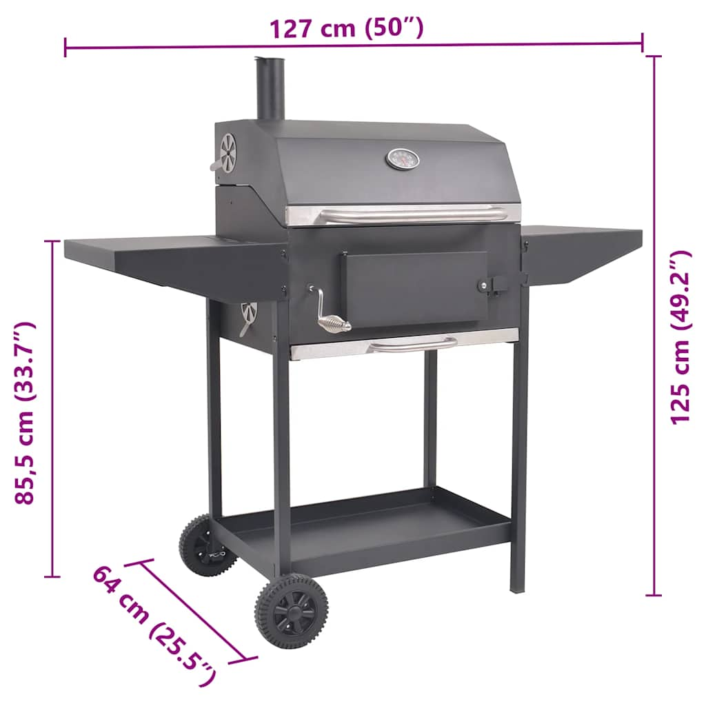 Holzkohlegrill Smoker mit Ablage Schwarz - Pazzar.ch