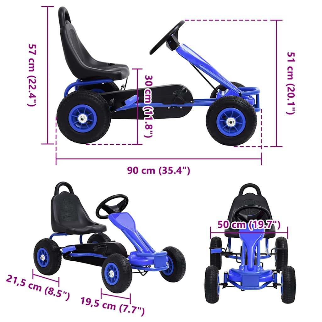 Pedal Go-Kart mit Luftreifen Blau - Pazzar.ch