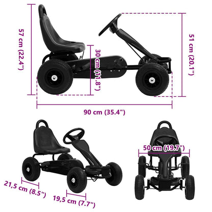 Pedal Go-Kart mit Luftreifen Schwarz - Pazzar.ch