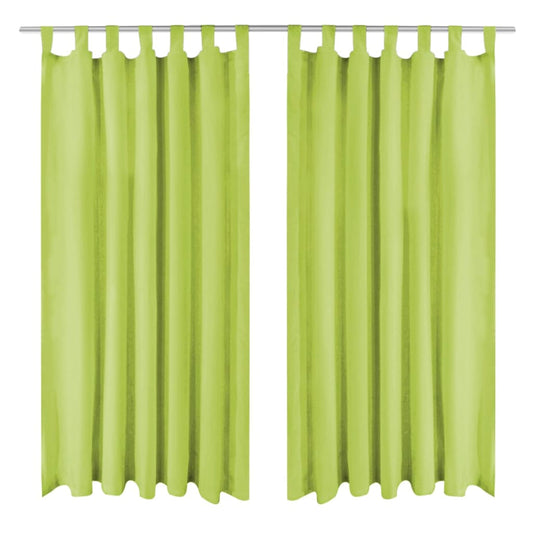Vorhänge Mikro-Satin 2 Stk. mit Schlaufen 140×245 cm Grün - Pazzar.ch