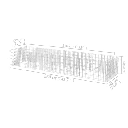 Gabionen-Hochbeet Stahl 360×90×50 cm - Pazzar.ch