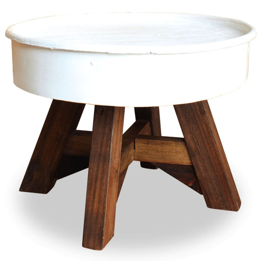 Couchtisch Altholz Massiv 60x45 cm Weiß - Pazzar.ch
