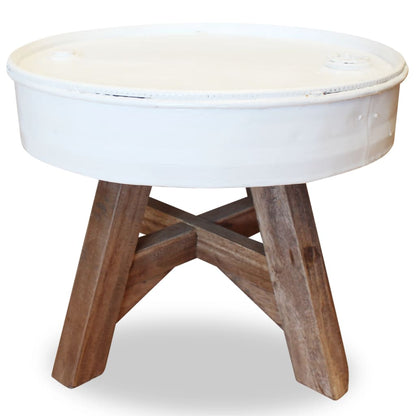 Couchtisch Altholz Massiv 60x45 cm Weiß - Pazzar.ch