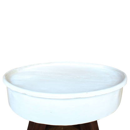 Couchtisch Altholz Massiv 60x45 cm Weiß - Pazzar.ch