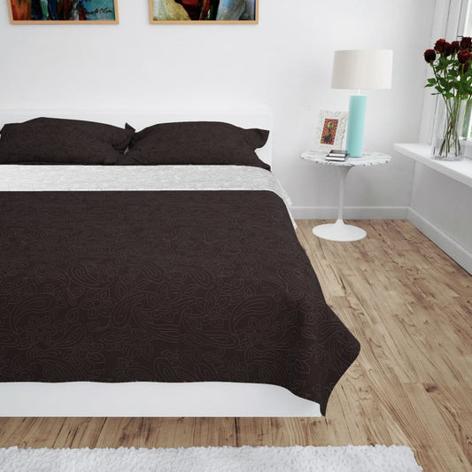 Zweiseitige Tagesdecke Gesteppt 170 x 210 cm Creme und Braun - Pazzar.ch