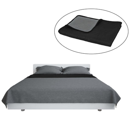 Zweiseitige Tagesdecke Gesteppt 170 x 210 cm Grau und Schwarz - Pazzar.ch