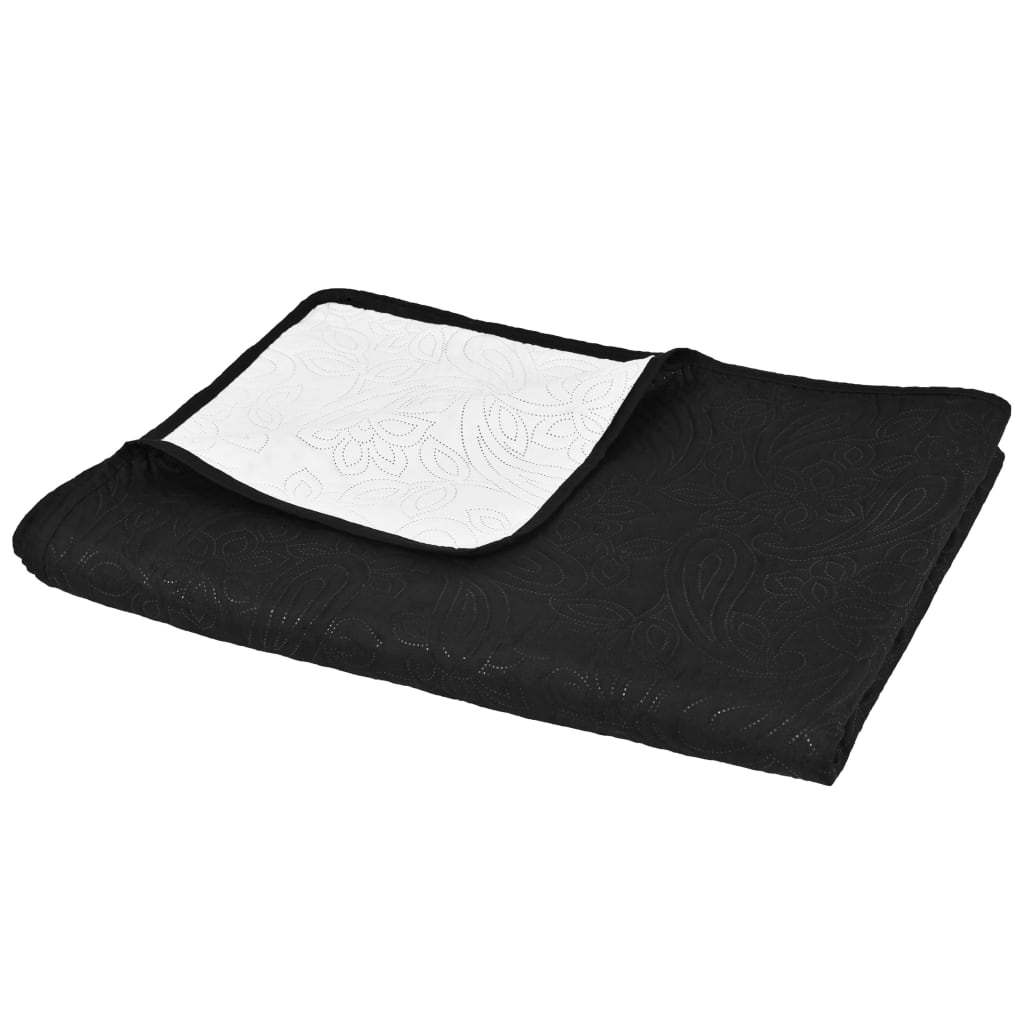 Zweiseitige Tagesdecke Gesteppt 170 x 210 cm Schwarz und Weiß - Pazzar.ch