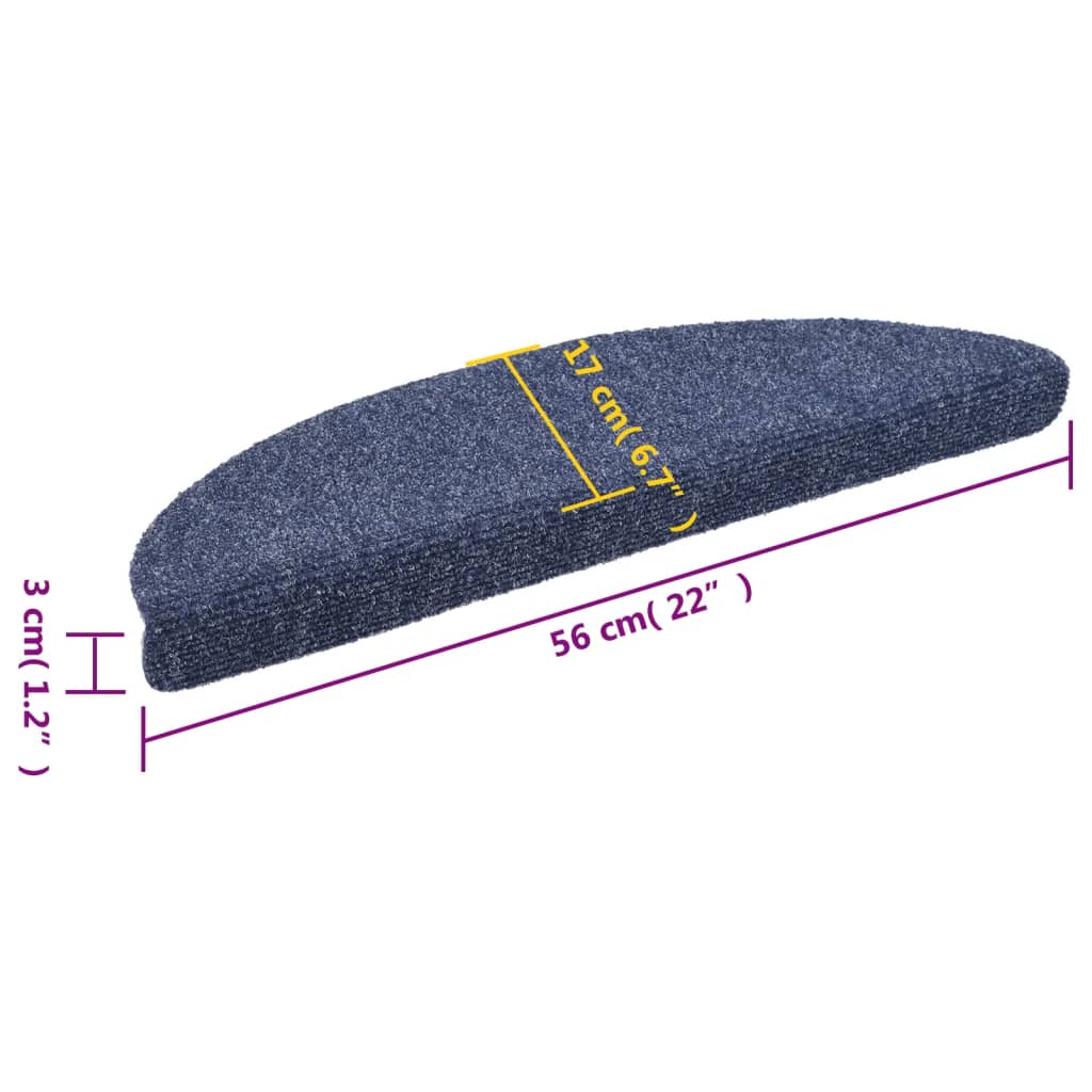 Stufenmatten Selbstklebend 15 Stk. 56x17x3 cm Blau Halbrund