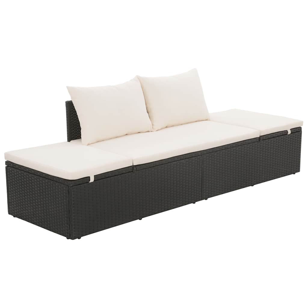 Gartenbett Schwarz 195×60 cm Poly Rattan - Pazzar.ch