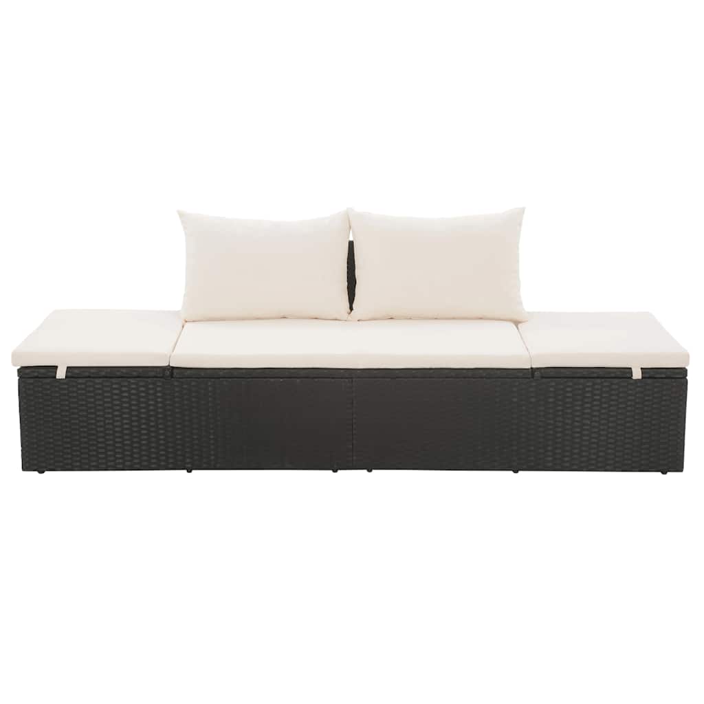 Gartenbett Schwarz 195×60 cm Poly Rattan - Pazzar.ch