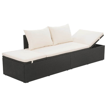 Gartenbett Schwarz 195×60 cm Poly Rattan - Pazzar.ch