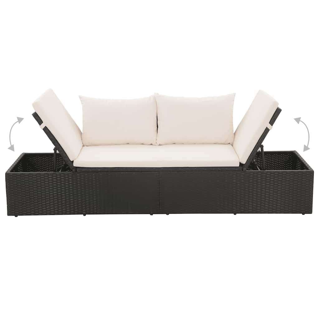 Gartenbett Schwarz 195×60 cm Poly Rattan - Pazzar.ch