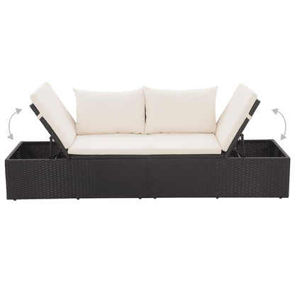 Gartenbett Schwarz 195×60 cm Poly Rattan - Pazzar.ch