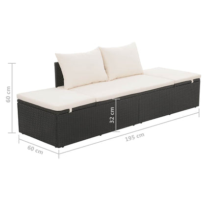 Gartenbett Schwarz 195×60 cm Poly Rattan - Pazzar.ch