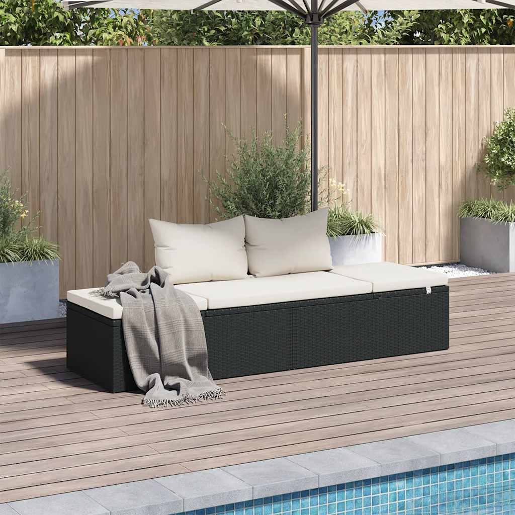 Gartenbett Schwarz 195×60 cm Poly Rattan - Pazzar.ch