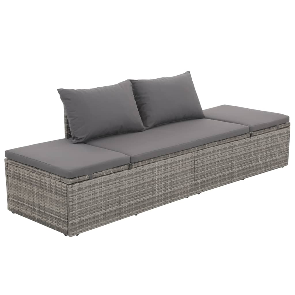 Gartenbett Grau 195×60 cm Poly Rattan - Pazzar.ch